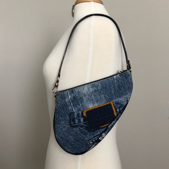 $675 Christian Dior Denim Trompe L’oeil Saddle Bag - Picture 2 of 5